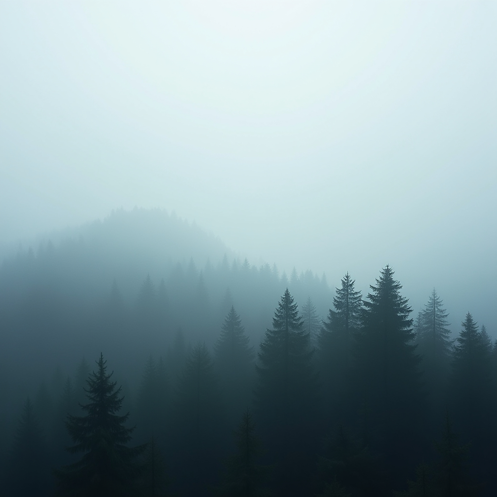 Foggy forest and mountains. Let there be silence.